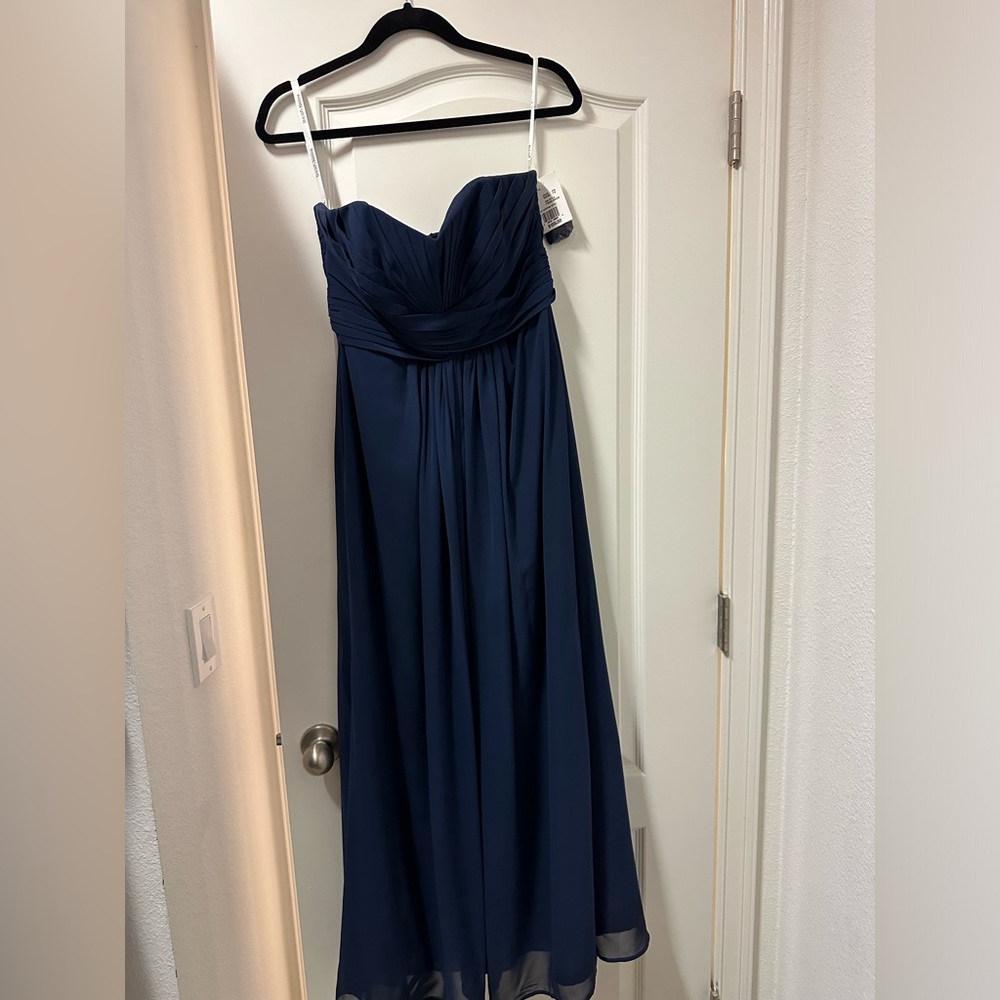 David's Bridal Strapless Navy Blue Women’s Size 6 Dress